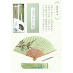 《紅樓》摺扇--夏夜即事（配以宋．佚名《繡像梅竹鸚鵡圖》）